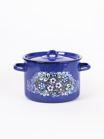 Кастрюля эмалированная 4,5 л, Стальэмаль 1с17с, Голубика, синий, с зерном