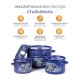 Кастрюля эмалированная 4,5 л, Стальэмаль 1с17с, Голубика, синий, с зерном