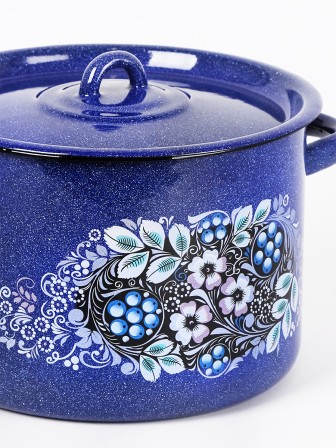 Кастрюля эмалированная 4,5 л, Стальэмаль 1с17с, Голубика, синий, с зерном