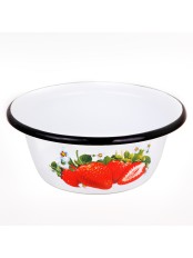 Миска эмалированная 0,8 л, Стальэмаль 1с5с, Клубника садовая, белоснежный