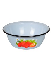 Миска эмалированная 0,8 л, Стальэмаль 1с5с, Клубника садовая, серо-голубой