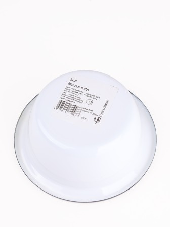 Миска эмалированная 0,8 л, Стальэмаль 2с5, без рисунка, белый