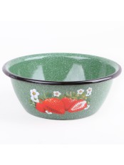 Миска эмалированная 1,5 л, Стальэмаль 1с7с, Клубника садовая, изумрудный