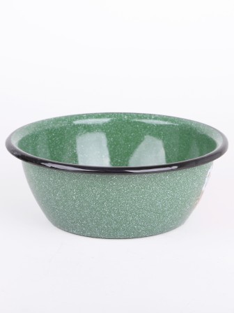 Миска эмалированная 1,5 л, Стальэмаль 1с7с, Клубника садовая, изумрудный