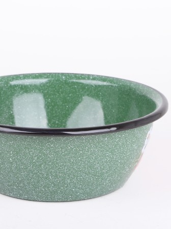 Миска эмалированная 1,5 л, Стальэмаль 1с7с, Клубника садовая, изумрудный