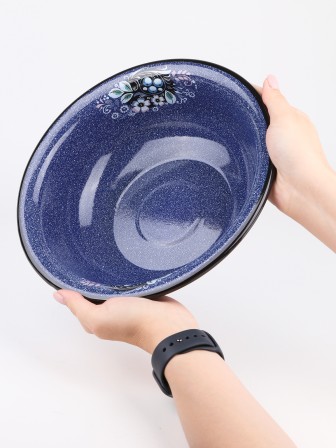 Миска эмалированная 2 л, Стальэмаль 1с32с, Голубика, синий, с зерном