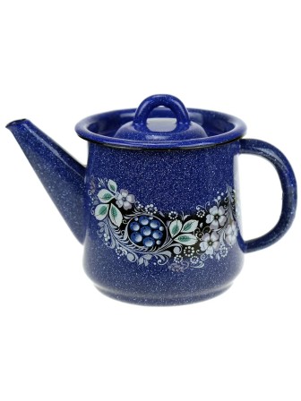 Чайник эмалированный  1 л, Стальэмаль 1с202с, Голубика синий