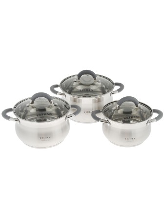 Набор кастрюль Zeidan Z-50608 нержавеющая сталь, 2.1/3/4 л
