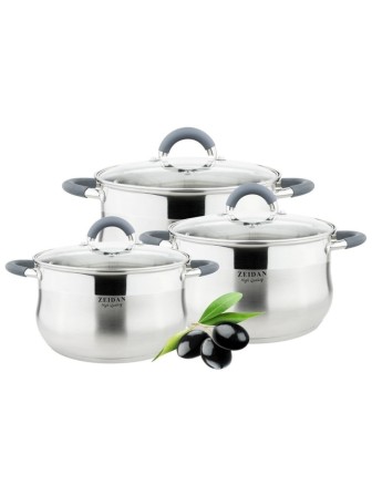 Набор кастрюль Zeidan Z-50608 нержавеющая сталь, 2.1/3/4 л