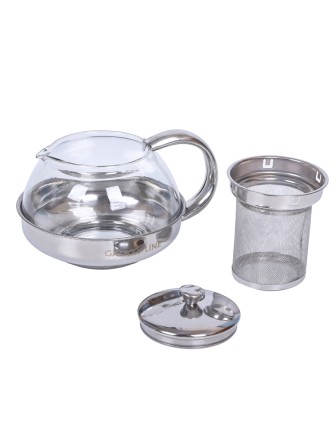 Чайник заварочный стеклянный 600 мл Mallony Menta-600 корпус из нержавеющей стали