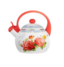Чайник LARA LR00-20 RED эмаль, 2.5 л, свисток, индукционное дно