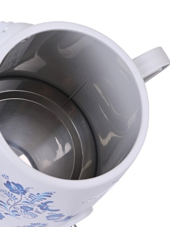 Электрочайник-самовар Добрыня 4.0 л DO-415 (белый/гжель) + фарфоровый заварочный чайник 1.0л