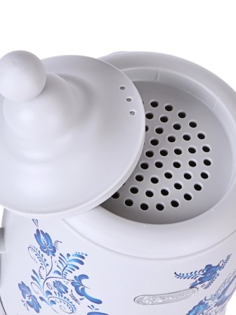 Электрочайник-самовар Добрыня 4.0 л DO-415 (белый/гжель) + фарфоровый заварочный чайник 1.0л