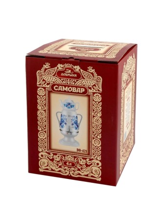 Электрочайник-самовар Добрыня 4.0 л DO-421 гжель + керамический заварочный чайник 1.0 л