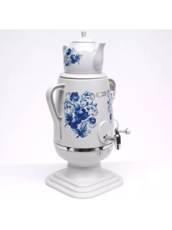 Электрочайник-самовар Добрыня 4.0 л DO-421 гжель + керамический заварочный чайник 1.0 л
