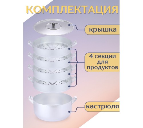 Мантоварка алюминиевая Демидовский завод МТ-112 6 л, 4 сетки, диаметр 26 см