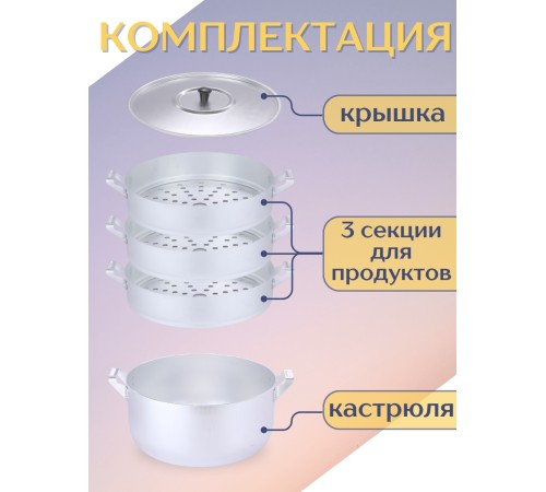 Мантоварка алюминиевая Демидовский завод МТ-118 6 л, 3 сетки, диаметр 26 см