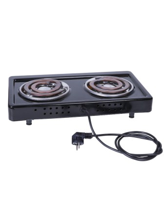 Электроплитка Злата-214Т чёрная 2-х конфорочная (2 спиральных широких ТЭНа) 2 кВт