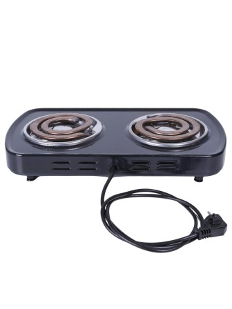 Электроплитка Мечта-212Т чёрная 2-х конфорочная (2 спиральных широких ТЭНа) 2 кВт