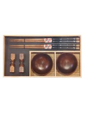 Набор для суши № 40344 "Теплое дерево" на 2 персоны, цвет - коричневый (2 пиалы, палочки для еды, подставки для палочек)