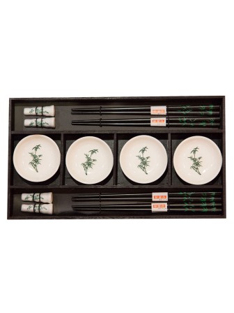 Набор для суши № 40400 на четыре персоны, рисунок - бамбук (4 пиалы, 4 пары палочек для еды, 4 подставки для палочек) 