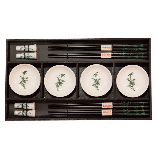 Набор для суши № 40400 на четыре персоны, рисунок - бамбук (4 пиалы, 4 пары палочек для еды, 4 подставки для палочек) 