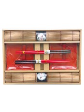 Набор для суши № 40450 "Самурайский огонь" на 2 персоны (2 пиалы, палочки 2 пары, подставки для палочек, 2 коврика) 