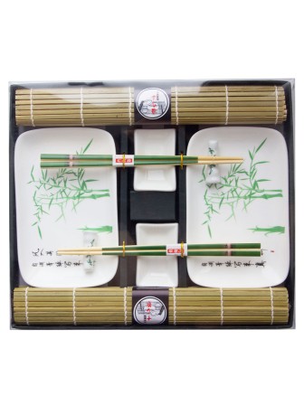 Набор для суши № 40434 "Бамбуковая роща" на 2 персоны (4 пиалы, палочки 2 пары, подставки для палочек, коврики) 