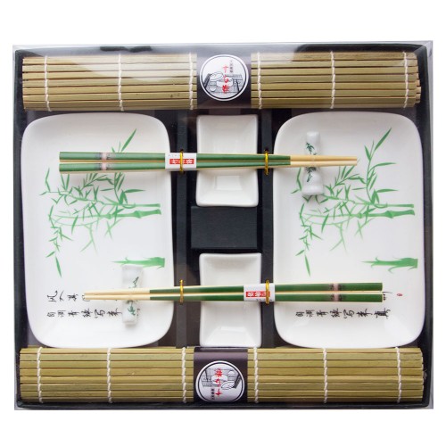 Набор для суши № 40434 "Бамбуковая роща" на 2 персоны (4 пиалы, палочки 2 пары, подставки для палочек, коврики) 