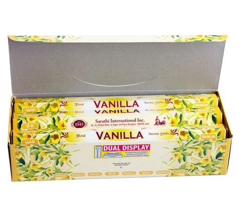 Благовония (ароматические палочки) Ваниль (Vanilla), SARATHI, 20 шт. в упаковке (шестигранник)