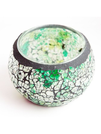 Подсвечник "Винтаж", цвет белый с зеленым, 9х7 см