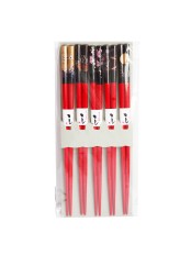 Палочки для суши бамбуковые 40430 "Пейзажи", 5 пар, красные