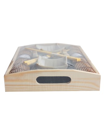 Набор для суши № 40403 "Глубокие пиалы" на 2 персоны (2 пиалы, палочки 2 пары, подставки для палочек, коврики) 