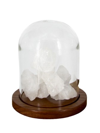 Cтеклянный колпак (клош) на деревянной подставке, цвет орех