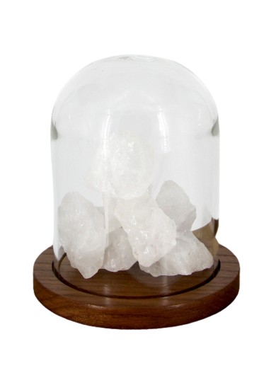 Cтеклянный колпак (клош) на деревянной подставке, цвет орех