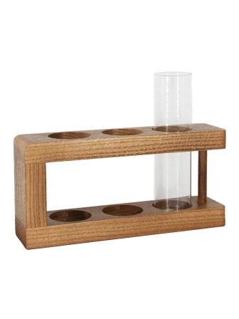 Деревянная подставка для канцтоваров с пробиркой для декора, цвет орех