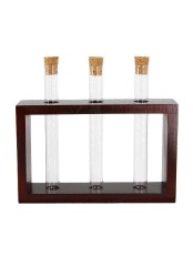 Деревянная подставка с пробирками для декорирования (3 пробирки), цвет вишня