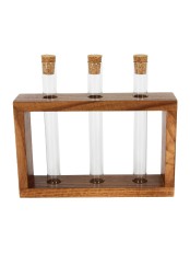 Деревянная подставка с пробирками для декорирования (3 пробирки), цвет орех