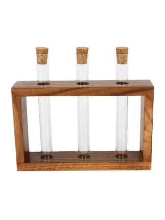 Деревянная подставка с пробирками для декорирования (3 пробирки), цвет орех
