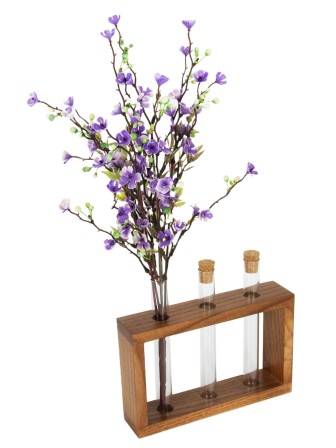 Деревянная подставка с пробирками для декорирования (3 пробирки), цвет орех