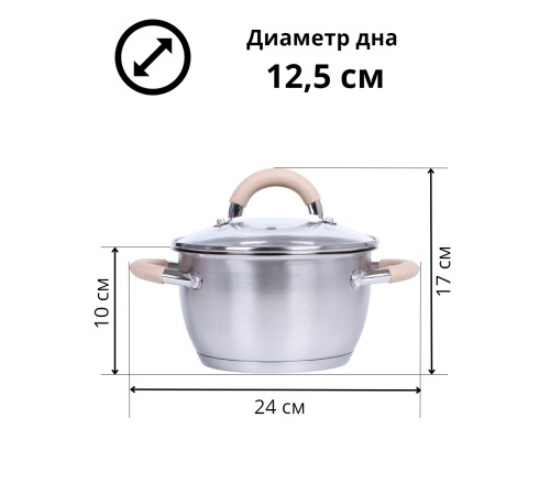 Кастрюля из нержавеющей стали 1,8 л Mallony Fortuna с крышкой