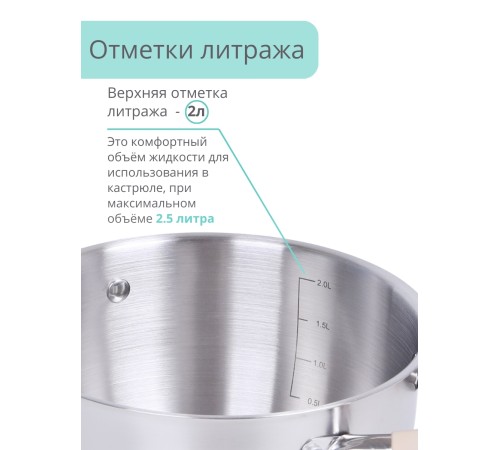 Кастрюля из нержавеющей стали 2,5 л Mallony Fortuna с крышкой для индукционной плиты