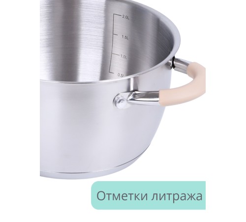 Кастрюля из нержавеющей стали 2,5 л Mallony Fortuna с крышкой для индукционной плиты