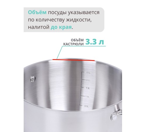 Кастрюля из нержавеющей стали 3,3 литра Mallony Fortuna с крышкой, капсулированное трехслойное дно