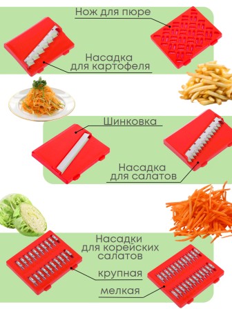 Овощерезка с 6-ю сменными насадками ручная MALLONY универсальная