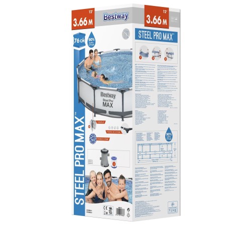 Бассейн Bestway 56416 каркасный, 366х76 см, 6473 л, фильтр-насос 1249 л/ч