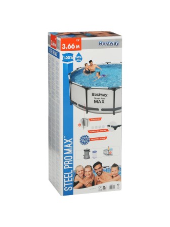 Бассейн Bestway 56418 каркасный, 366х100см, 9150 л, фильтр-насос 2006 л/ч, лестница