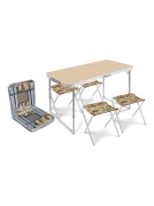 Мебель для пикника Ника ССТ-К2: складной стол + 4 стула (ССТ-К2/5 кофе с молоком-сафари)