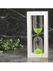 Часы песочные 10 минут Стеклоприбор, песок салатовый, корпус белый