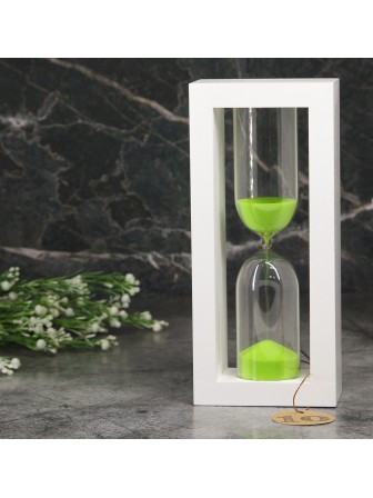 Часы песочные 10 минут Стеклоприбор, песок салатовый, корпус белый